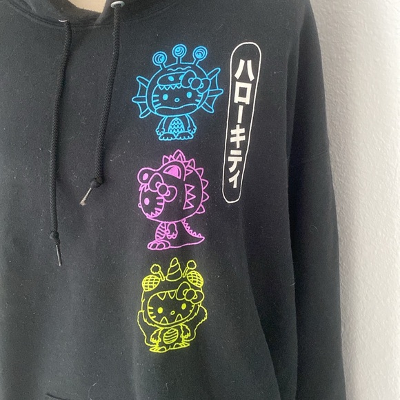 Hello Kitty Woman’s Pullover Hoodie - Kitty In Costumes Kanji Images & Sleeves - Picture 3 of 10
